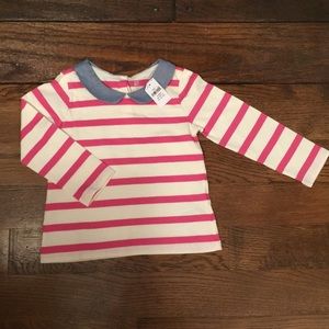 Pink stripe Peter Pan collar long sleeve shirt